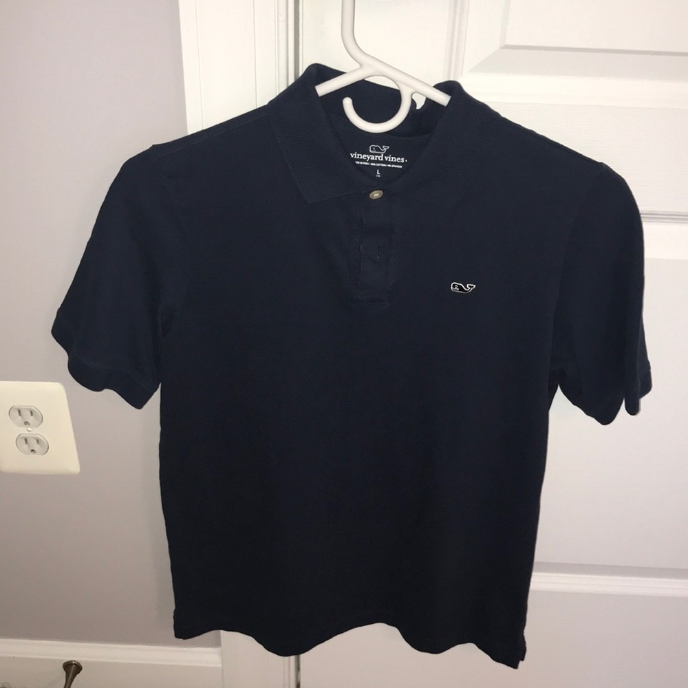 Boys navy blue polo (L) 16
